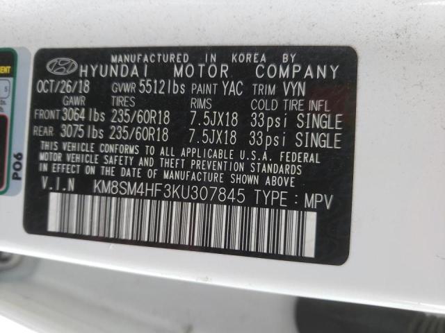 Photo 9 VIN: KM8SM4HF3KU307845 - HYUNDAI SANTA FE X 