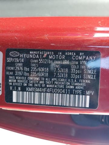 Photo 12 VIN: KM8SM4HF4FU090411 - HYUNDAI SANTA FE 