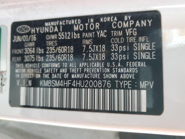 Photo 11 VIN: KM8SM4HF4HU200876 - HYUNDAI SANTA FE 