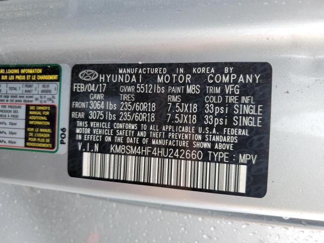 Photo 11 VIN: KM8SM4HF4HU242660 - HYUNDAI SANTA FE 