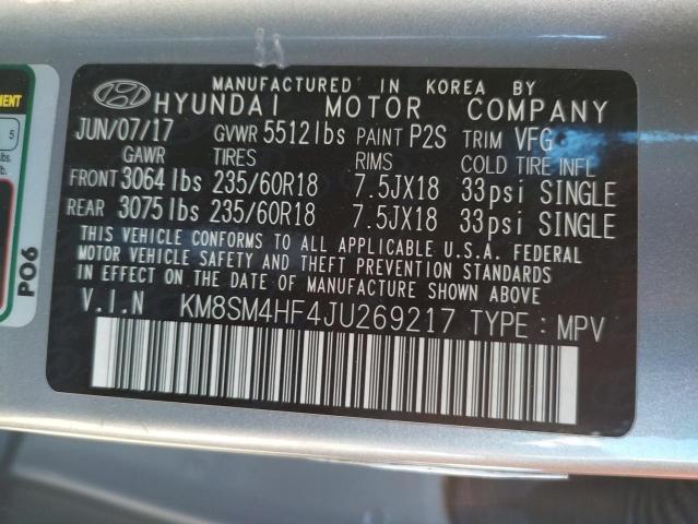 Photo 12 VIN: KM8SM4HF4JU269217 - HYUNDAI SANTA FE S 