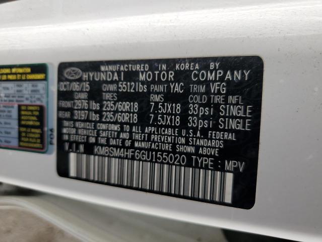 Photo 12 VIN: KM8SM4HF6GU155020 - HYUNDAI SANTA FE S 