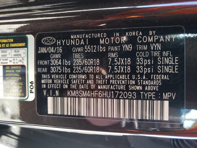 Photo 9 VIN: KM8SM4HF6HU172093 - HYUNDAI SANTA FE S 