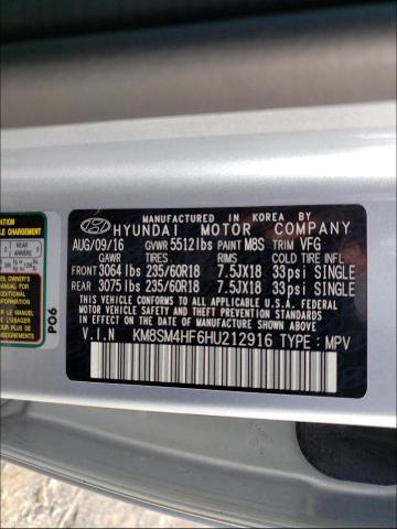 Photo 9 VIN: KM8SM4HF6HU212916 - HYUNDAI SANTA FE S 