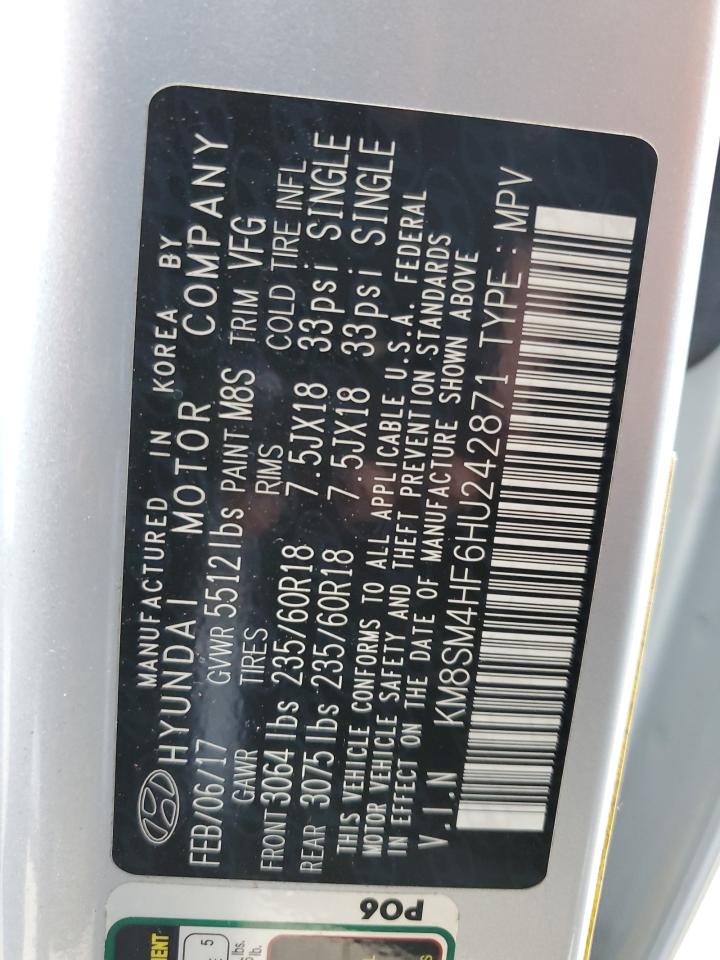 Photo 12 VIN: KM8SM4HF6HU242871 - HYUNDAI SANTA FE 