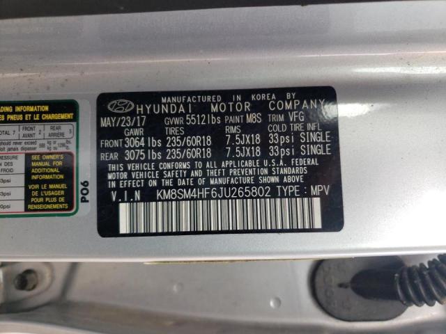 Photo 12 VIN: KM8SM4HF6JU265802 - HYUNDAI SANTA FE S 