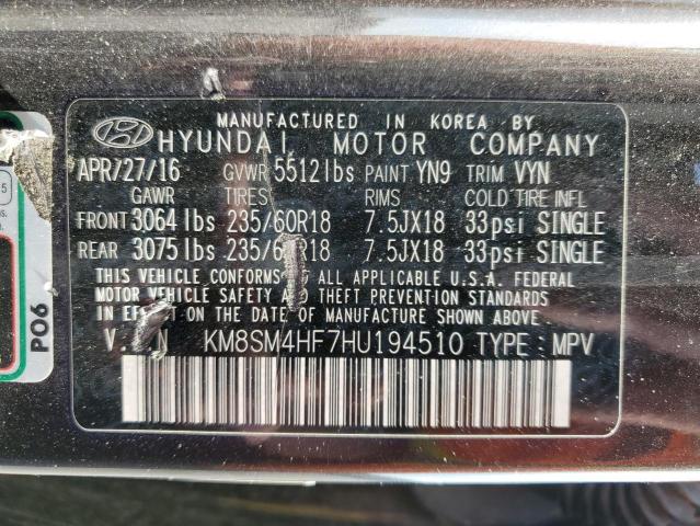 Photo 12 VIN: KM8SM4HF7HU194510 - HYUNDAI SANTA FE S 