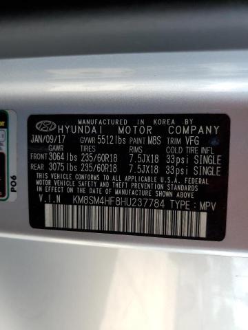 Photo 9 VIN: KM8SM4HF8HU237784 - HYUNDAI SANTA FE S 