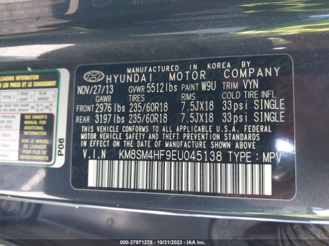 Photo 8 VIN: KM8SM4HF9EU045138 - HYUNDAI SANTA FE 