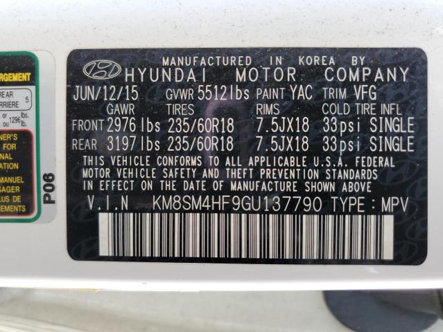 Photo 12 VIN: KM8SM4HF9GU137790 - HYUNDAI SANTA FE S 