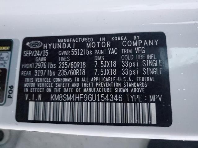 Photo 12 VIN: KM8SM4HF9GU154346 - HYUNDAI SANTA FE 