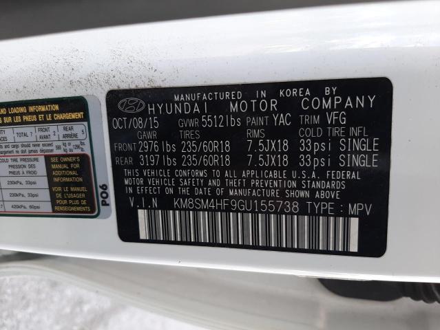 Photo 12 VIN: KM8SM4HF9GU155738 - HYUNDAI SANTA FE S 