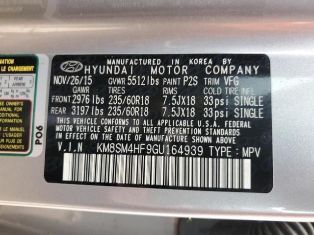 Photo 11 VIN: KM8SM4HF9GU164939 - HYUNDAI SANTA FE S 