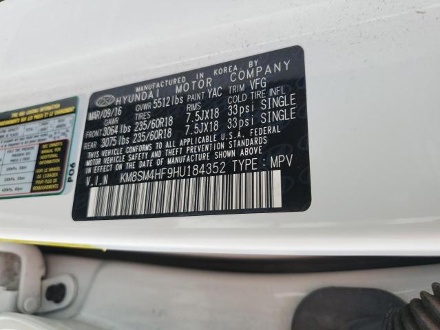 Photo 12 VIN: KM8SM4HF9HU184352 - HYUNDAI SANTA FE S 