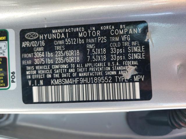 Photo 12 VIN: KM8SM4HF9HU189552 - HYUNDAI SANTA FE S 