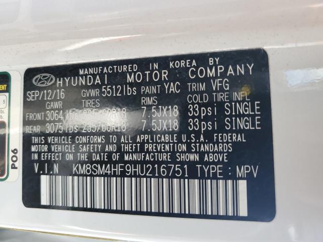 Photo 12 VIN: KM8SM4HF9HU216751 - HYUNDAI SANTA FE S 