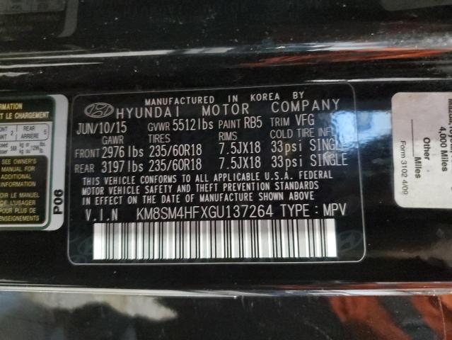 Photo 11 VIN: KM8SM4HFXGU137264 - HYUNDAI SANTA FE S 