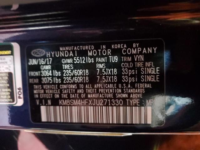 Photo 11 VIN: KM8SM4HFXJU271330 - HYUNDAI SANTA FE 