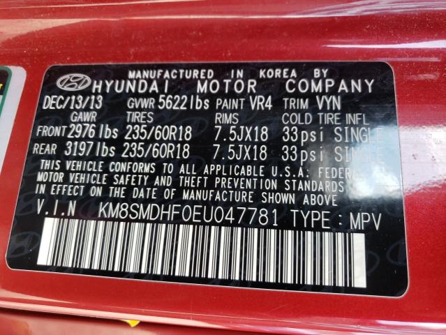 Photo 9 VIN: KM8SMDHF0EU047781 - HYUNDAI SANTA FE G 