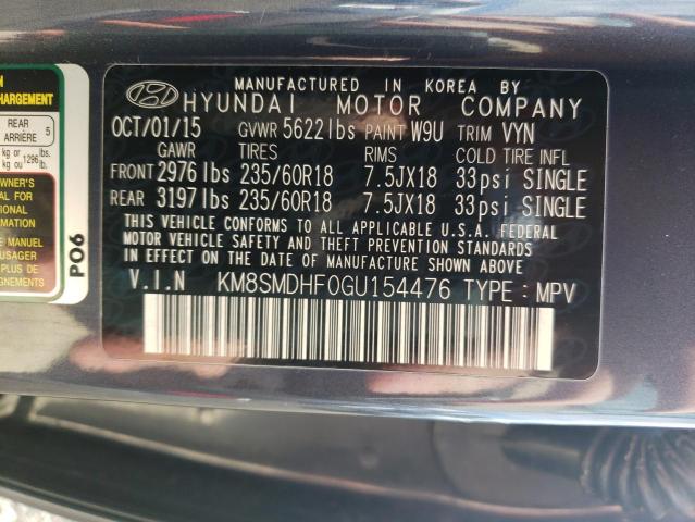 Photo 12 VIN: KM8SMDHF0GU154476 - HYUNDAI SANTA FE S 