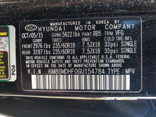 Photo 9 VIN: KM8SMDHF0GU154784 - HYUNDAI SANTA FE S 