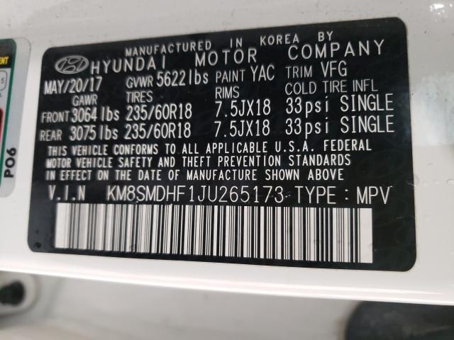 Photo 9 VIN: KM8SMDHF1JU265173 - HYUNDAI SANTA FE S 