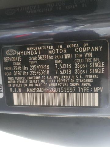 Photo 9 VIN: KM8SMDHF2GU151997 - HYUNDAI SANTA FE S 