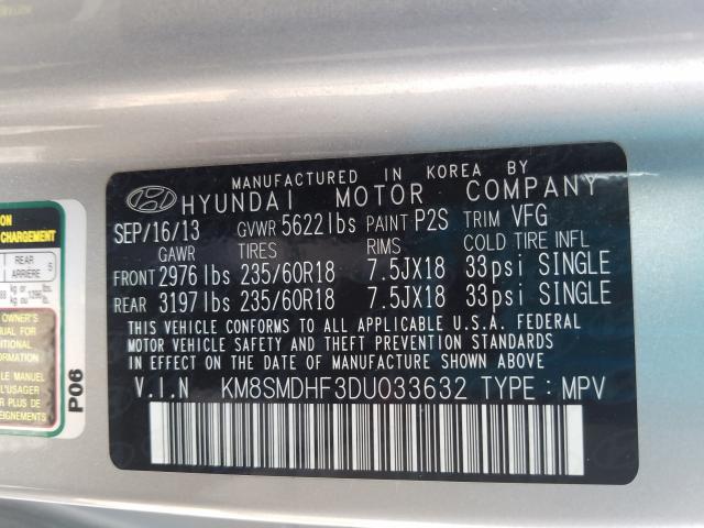 Photo 9 VIN: KM8SMDHF3DU033632 - HYUNDAI SANTA FE G 