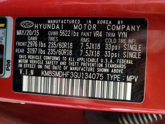 Photo 12 VIN: KM8SMDHF3GU134075 - HYUNDAI SANTA FE 