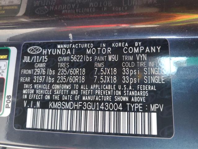 Photo 12 VIN: KM8SMDHF3GU143004 - HYUNDAI SANTA FE S 