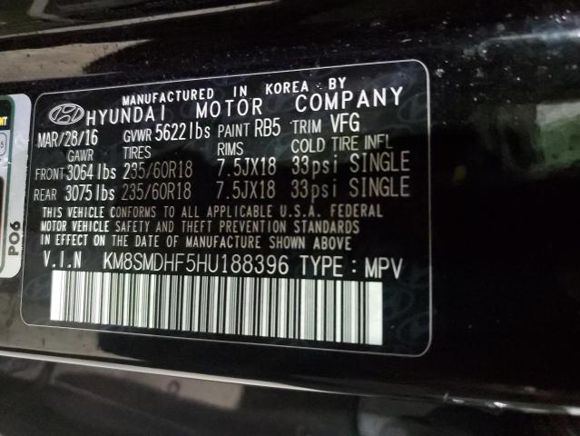 Photo 12 VIN: KM8SMDHF5HU188396 - HYUNDAI SANTA FE S 