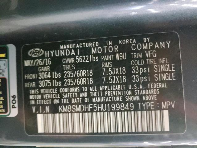 Photo 12 VIN: KM8SMDHF5HU199849 - HYUNDAI SANTA FE S 