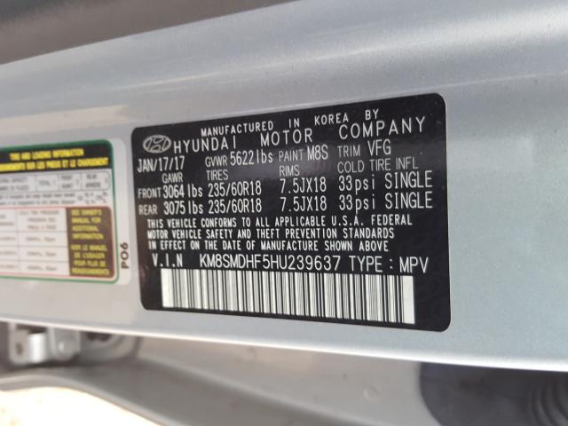 Photo 9 VIN: KM8SMDHF5HU239637 - HYUNDAI SANTA FE S 