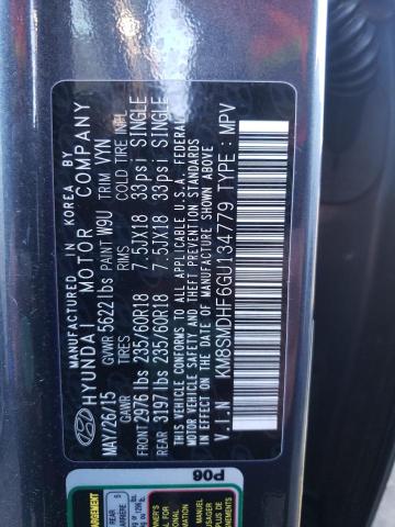 Photo 9 VIN: KM8SMDHF6GU134779 - HYUNDAI SANTA FE S 