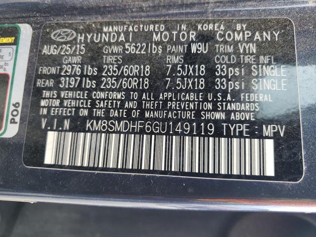 Photo 9 VIN: KM8SMDHF6GU149119 - HYUNDAI SANTA FE S 