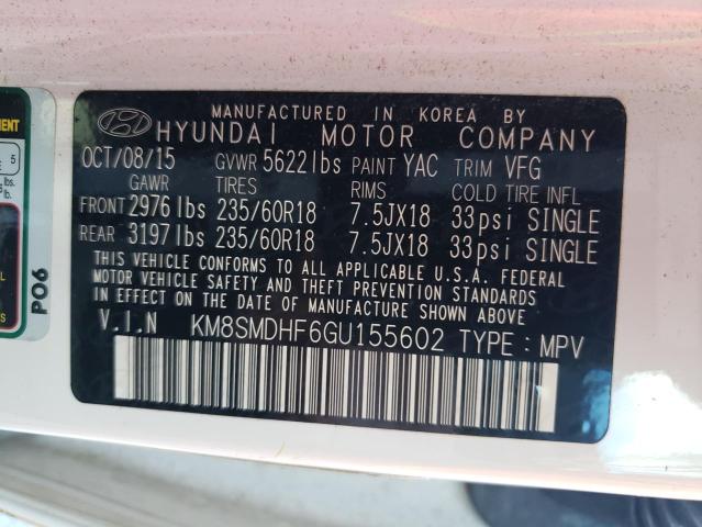 Photo 9 VIN: KM8SMDHF6GU155602 - HYUNDAI SANTA FE S 