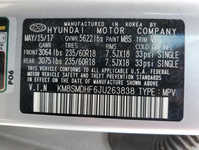 Photo 9 VIN: KM8SMDHF6JU263838 - HYUNDAI SANTA FE S 