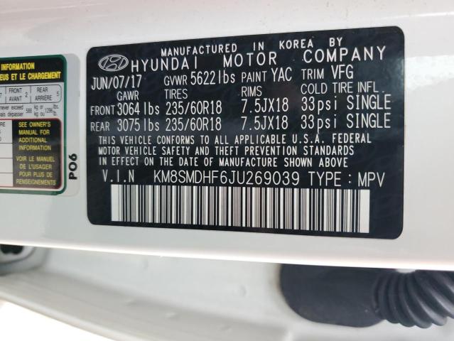 Photo 12 VIN: KM8SMDHF6JU269039 - HYUNDAI SANTA FE S 