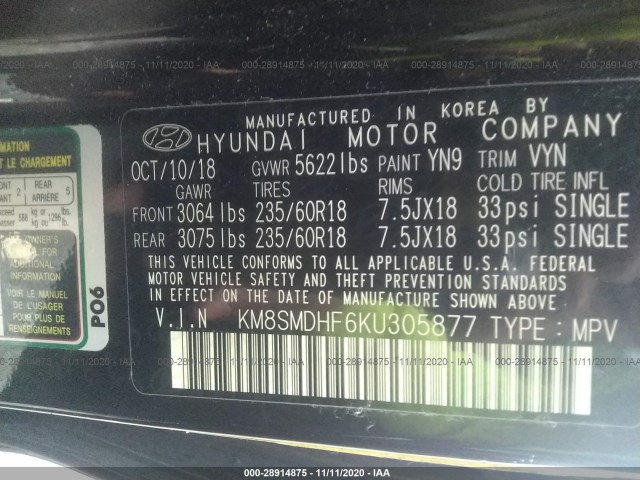 Photo 8 VIN: KM8SMDHF6KU305877 - HYUNDAI SANTA FE XL 