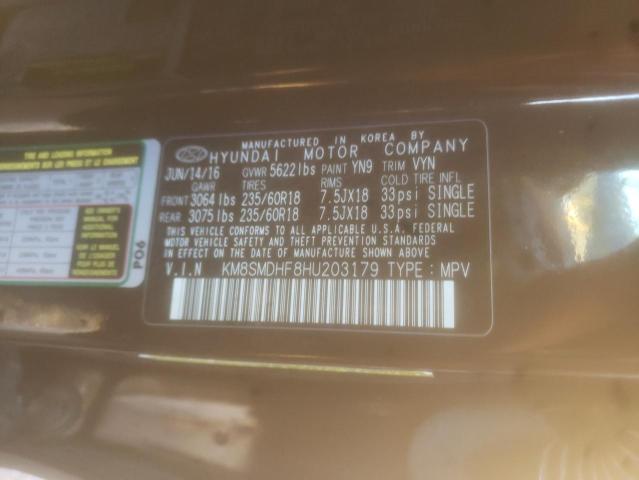 Photo 9 VIN: KM8SMDHF8HU203179 - HYUNDAI SANTA FE S 