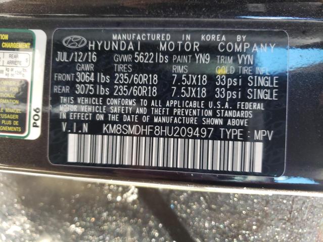 Photo 9 VIN: KM8SMDHF8HU209497 - HYUNDAI SANTA FE S 