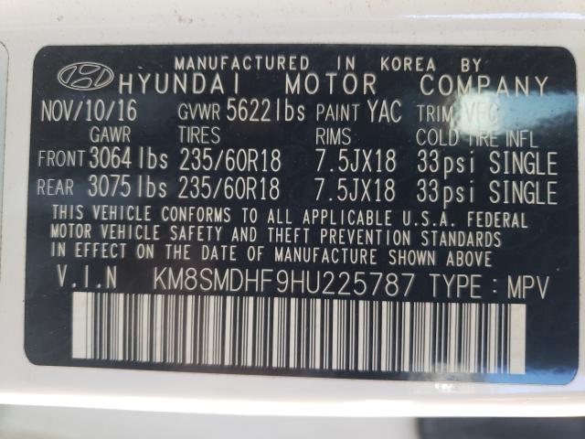 Photo 9 VIN: KM8SMDHF9HU225787 - HYUNDAI SANTA FE S 