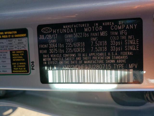 Photo 9 VIN: KM8SMDHF9JU280715 - HYUNDAI SANTA FE S 