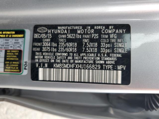 Photo 12 VIN: KM8SMDHFXHU166829 - HYUNDAI SANTE FE 