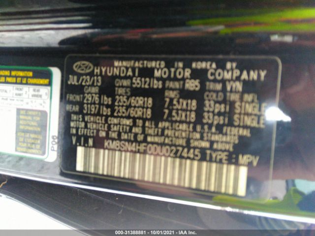 Photo 8 VIN: KM8SN4HF0DU027445 - HYUNDAI SANTA FE 