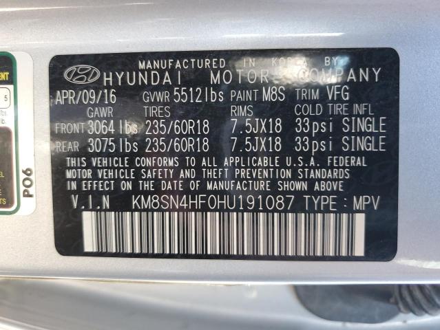 Photo 13 VIN: KM8SN4HF0HU191087 - HYUNDAI SANTA FE S 