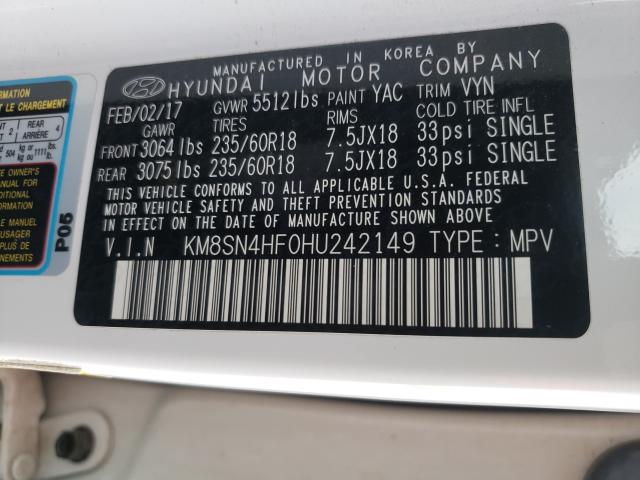 Photo 9 VIN: KM8SN4HF0HU242149 - HYUNDAI SANTA FE S 