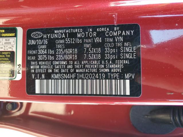 Photo 13 VIN: KM8SN4HF1HU202419 - HYUNDAI SANTA FE S 