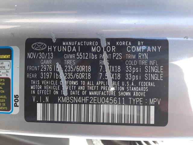 Photo 9 VIN: KM8SN4HF2EU045611 - HYUNDAI SANTA FE G 