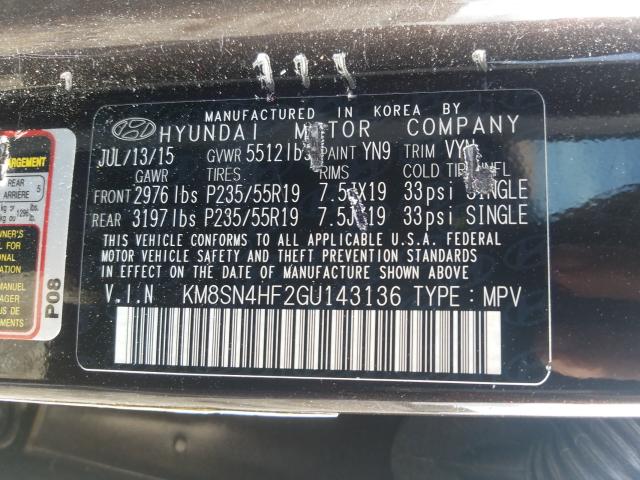 Photo 9 VIN: KM8SN4HF2GU143136 - HYUNDAI SANTA FE S 